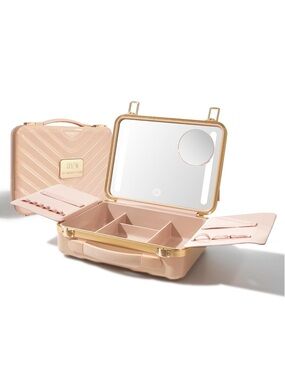 ROWNYEON Light Up Travel Makeup Case With Mirror Portable Makeup Organizer Case
